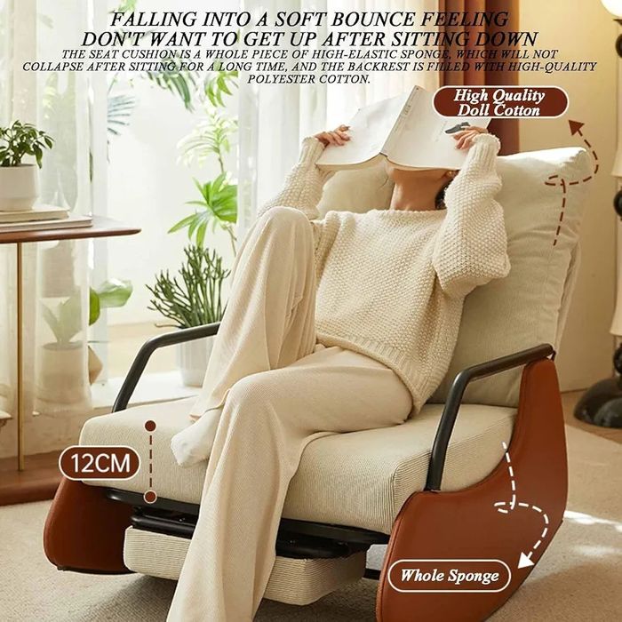 Намален Люлеещ релакс удобен стол, шезлонг от рипсено кадифе