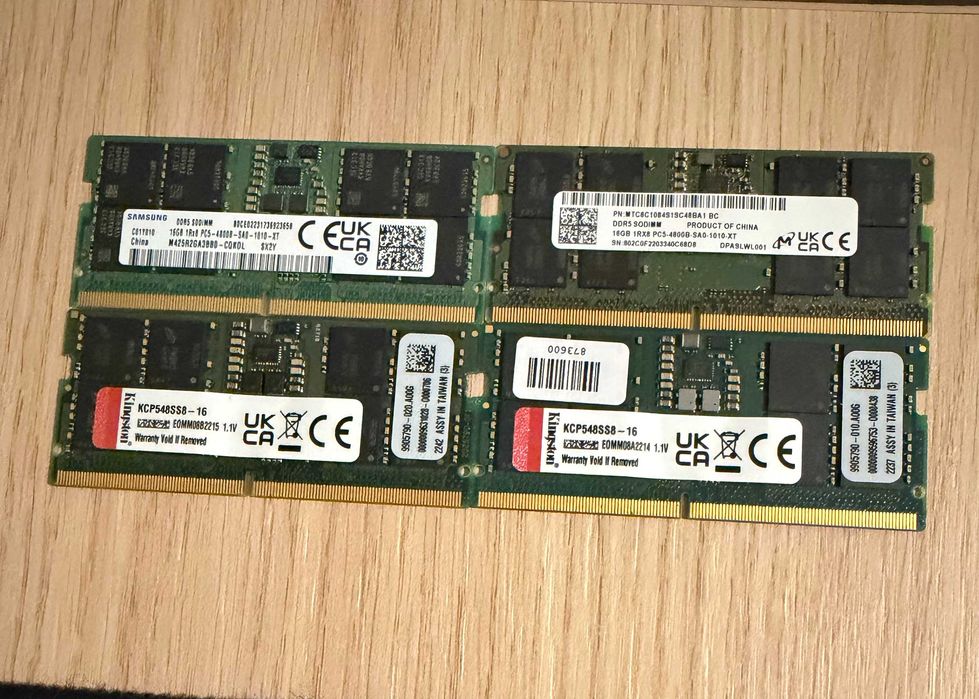 RAM 16GB DDR5, 5600-4800MHz, SODIMM, laptop: Kingston,SKhynix, Samsung