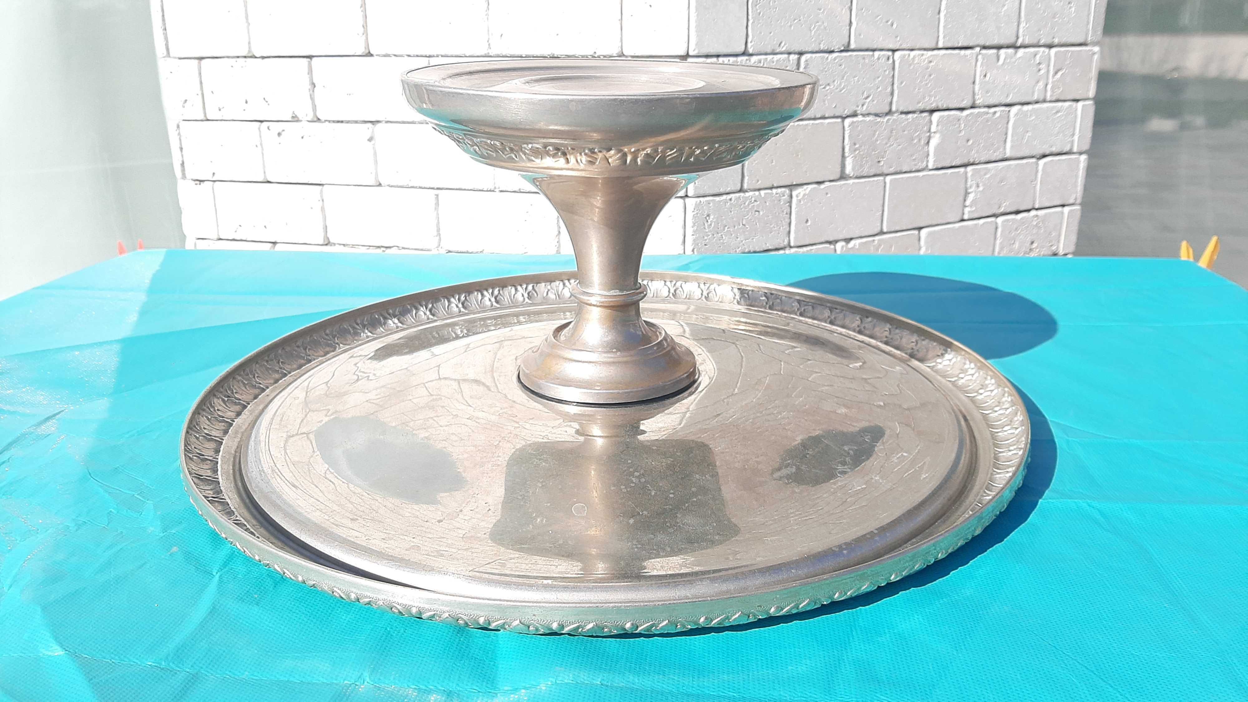 Platou cu picior, alpaca, manual, marcat, 1439 g, 1960-65