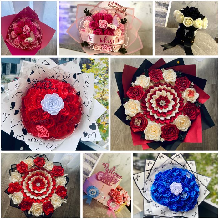 Aranjamente florale / Buchete din trandafiri de sapun sau satin