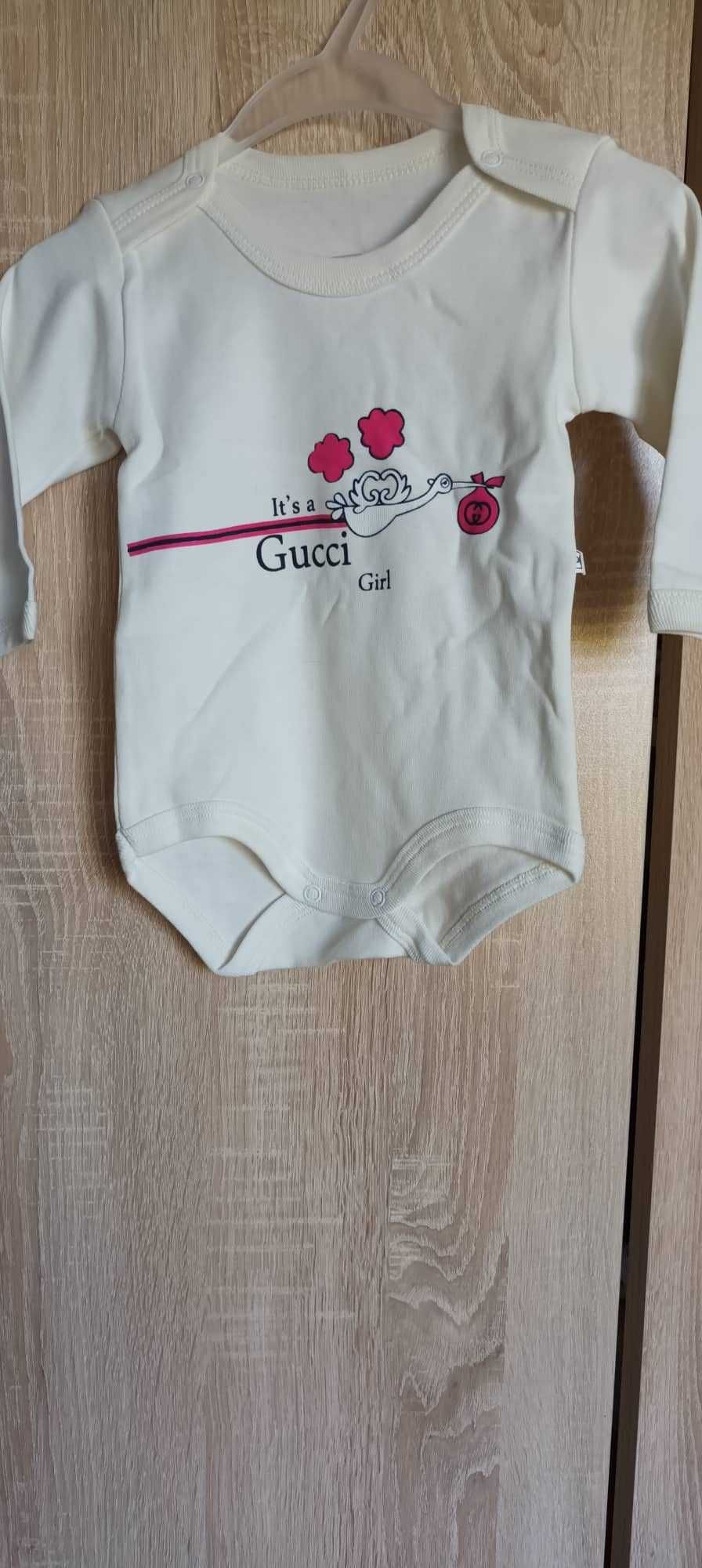 Боди с дълъг ръкав 2 бр. розово Breeze girl и бяло Gucci, р-р 86 см.