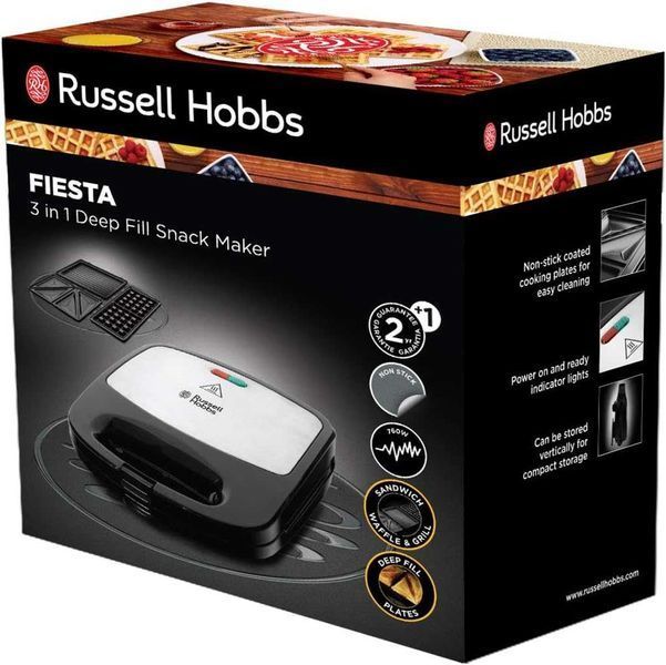 ПРОМО 2г Гаранция Нов Мощен Грил Преса Russell Hobbs Fiesta 3в1 , 750W