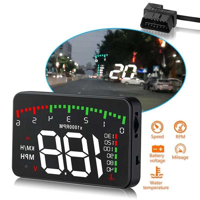 Ecran HUD Head-Up Display, Proiector Parbriz, Multiple Informatii OBD2