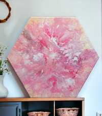 Tablou realizat manual Blossom - nuante de roz