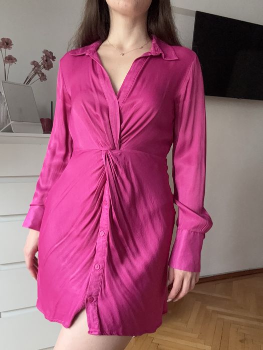 Rochie zara roz satinata