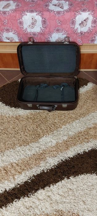 Valiza piele maro inchis  55/ 32 / 17