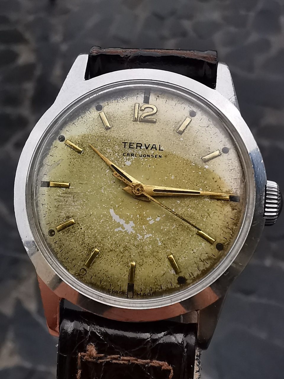 Ceas Terval - Întoarcere manuala Oțel 34 mm - Funcționează excelent!