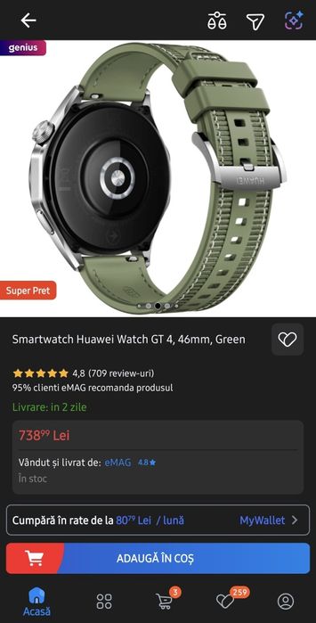 Huawei Watch GT 4 46mm - NOU, SIGILAT, in garanție eMag