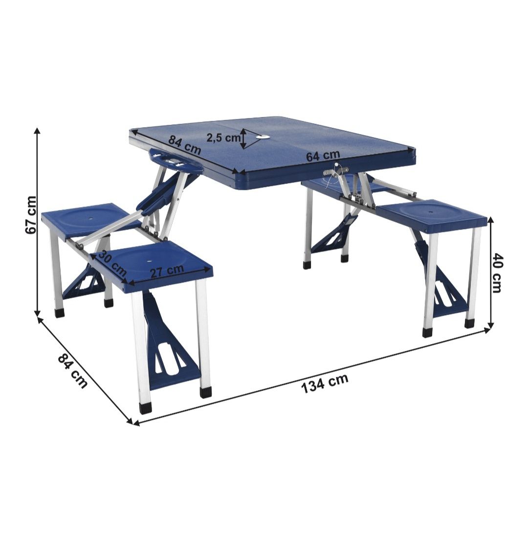 Set camping pliabil tip valiză masă cu 4 scaune