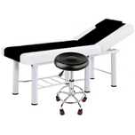 Pat masaj profesional, Alb-Negru + Scaun hidraulic, Rotativ 360, Negru