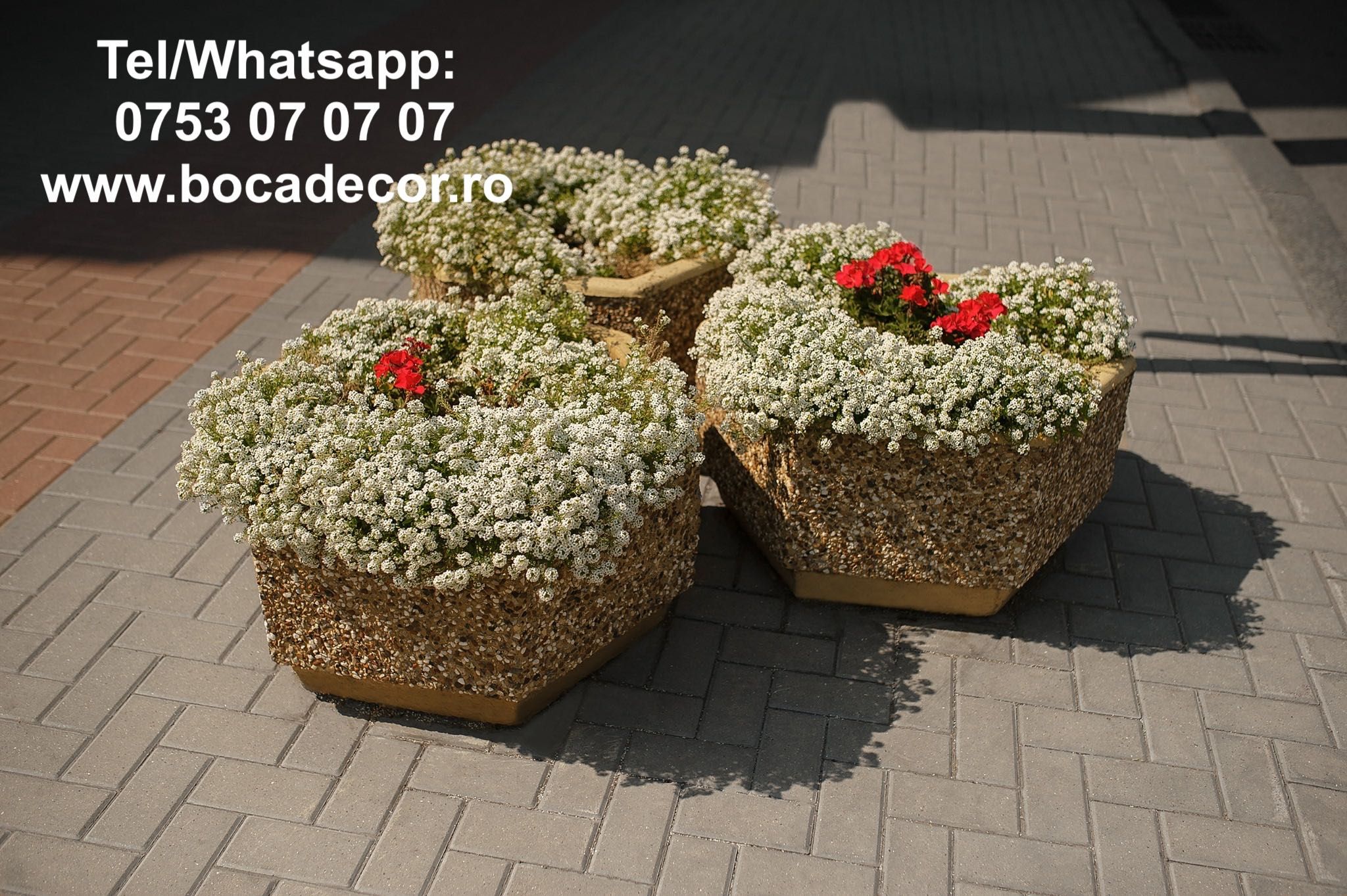 Jardiniere vaze ghiveci din mozaic piatra, prefabricate din beton