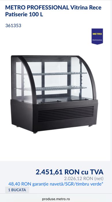 Metro professional vitrina rece patiserie