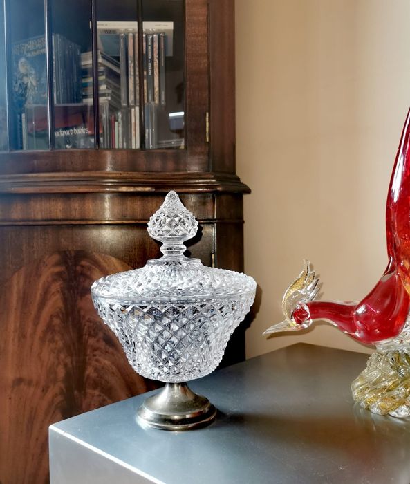 Антикварна винтидж ваза ръчна изработка духано стъкло цвят едноцветна