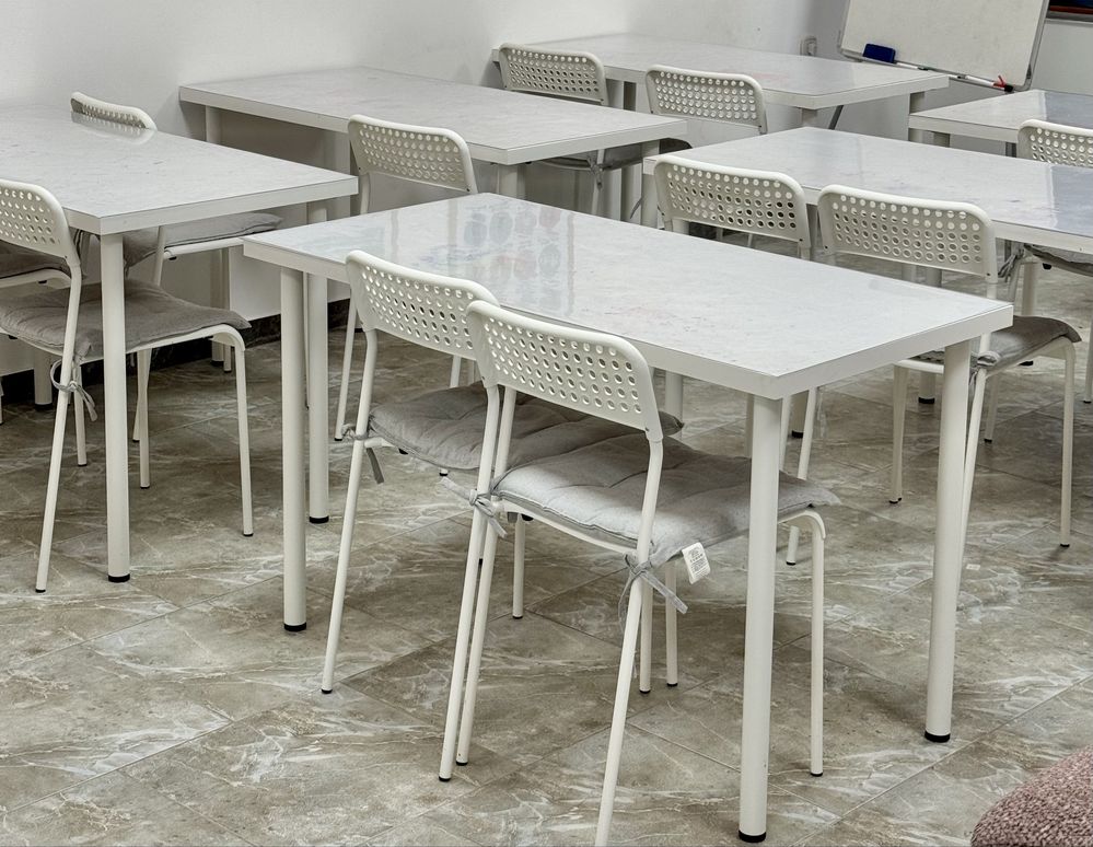 Бюра IKEA LAGKAPTEN/ADILS 120x60 см – 7 бр, бели, отлично състояние
