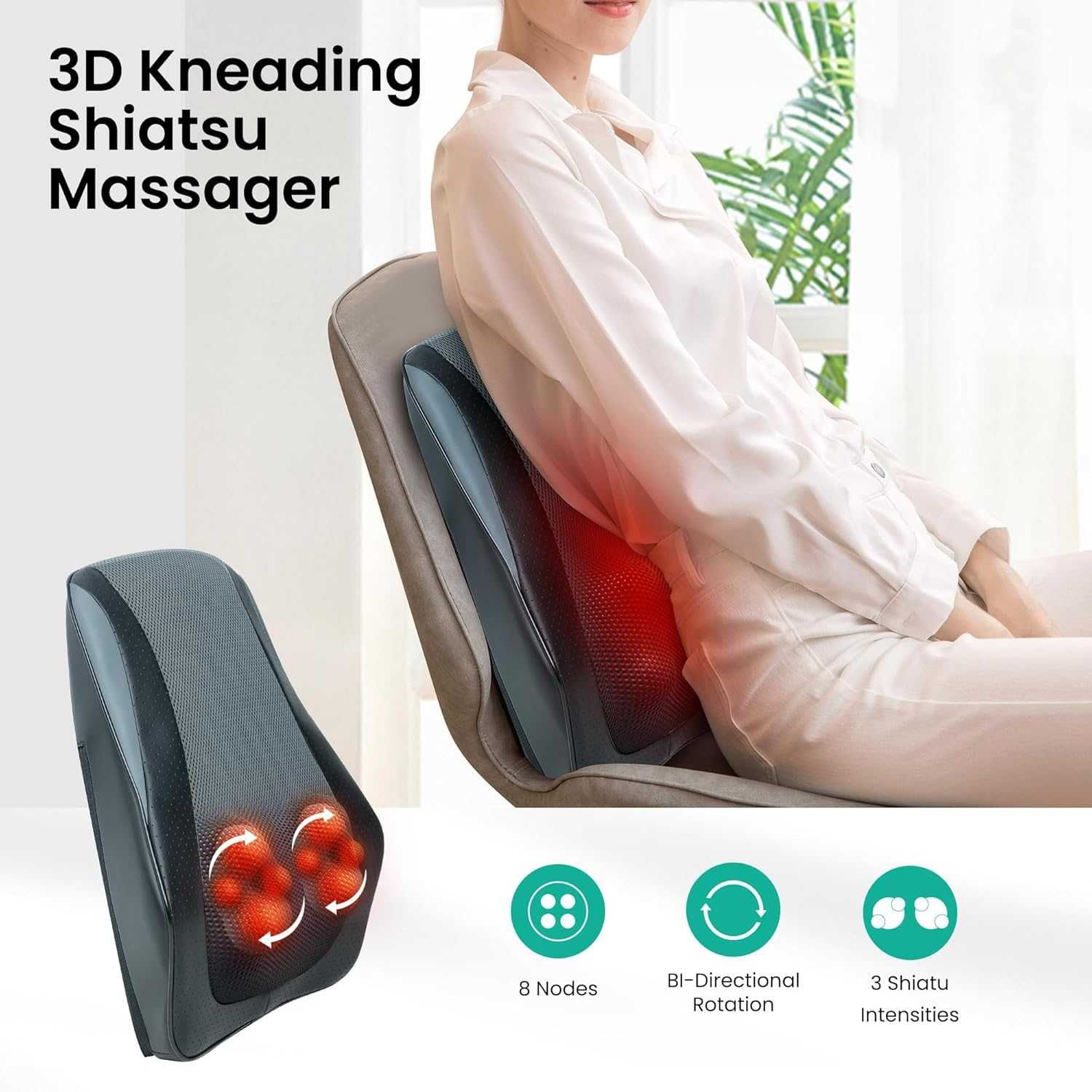 Шиатсу масажор със загряване от Snailax SL-128 Shiatsu