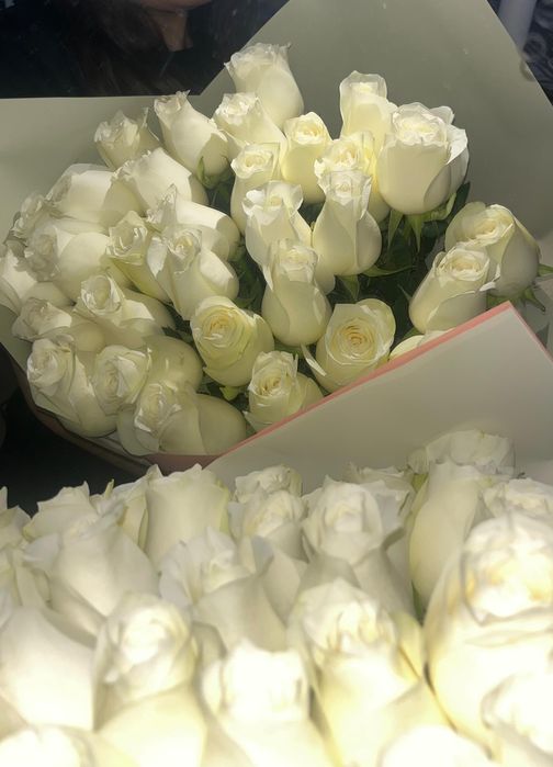 метровый белые розы