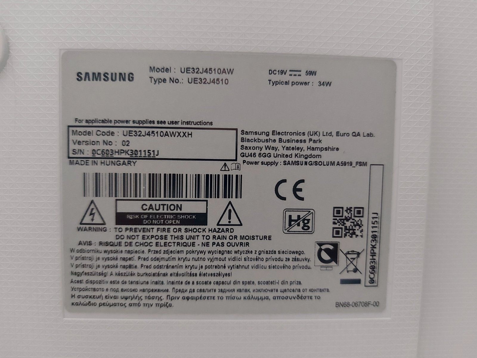 Samsung ue32j4510aw със счупена матрица