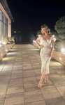 Rochie alb cu argintiu