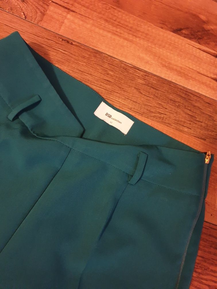 Pantaloni tigareta pentru dama, talie inalta, marca bsb, culoare albas