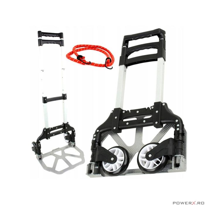 Carucior pliabil, reglabil cu roti pentru transport, 40 x 40 x 100 cm,
