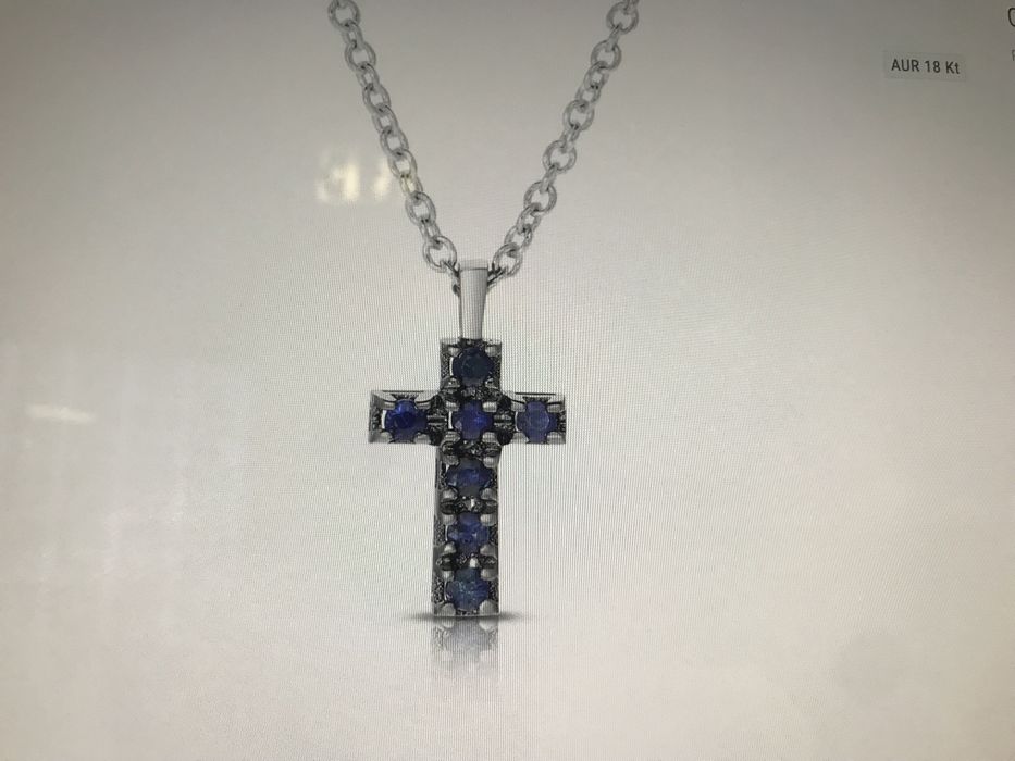 Lantisor din aur alb, 18 kt, cu safire