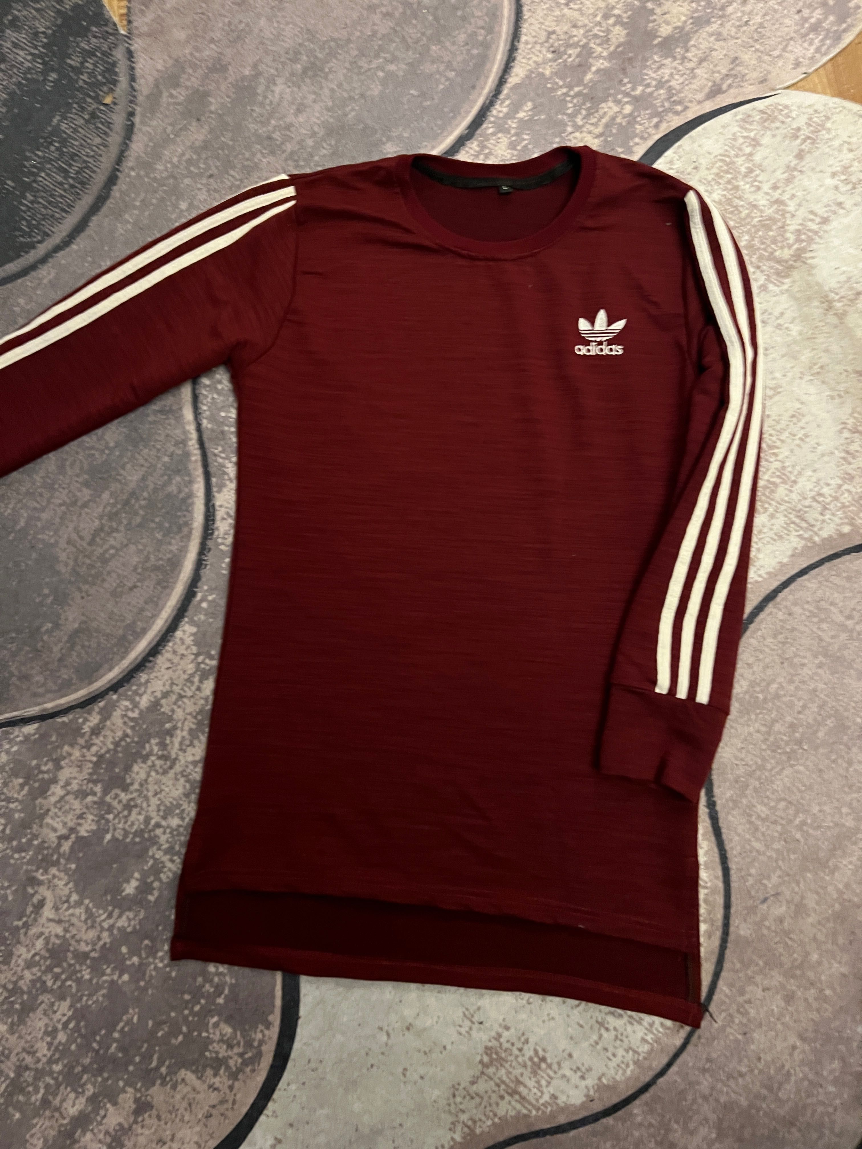 Блуза с дълъг ръкав Adidas цвят бордо