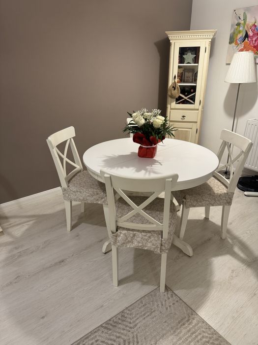 Set 4 scaune de lemn dinning-bucatarie cu perne detasabile