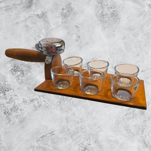 Set 6 pahare shot cu suport si clopotel, 30ml. ring for shots