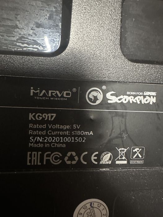 Tastatura Gaming Marvo KG917, Switch-uri albastre, Iluminare RGB