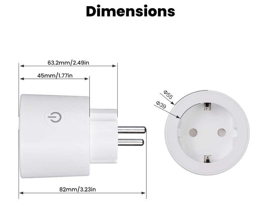контакт MOES Tuya Smart Plug Matter WiFi, Apple Home Google Home Alexa