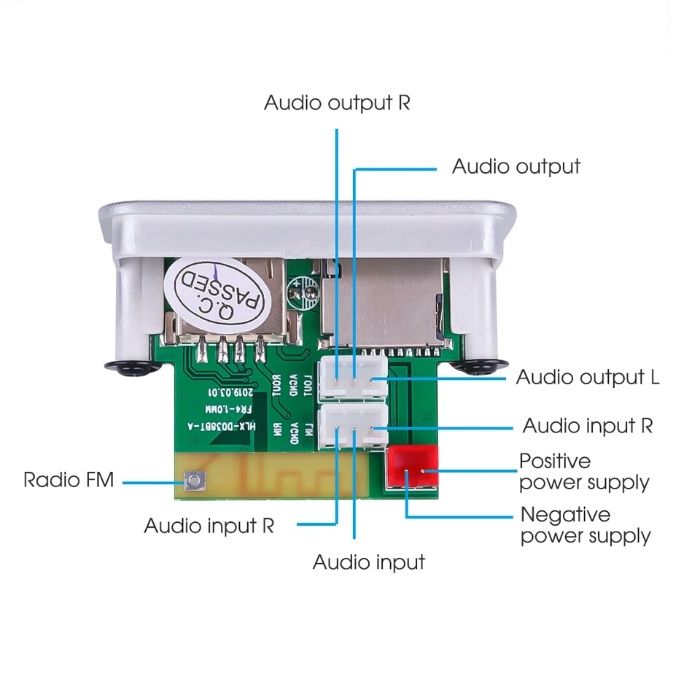Аудио плеър KEBIDU модул за вграждане с Bluetooth 5.0/5V-12V Fm,TF,USb