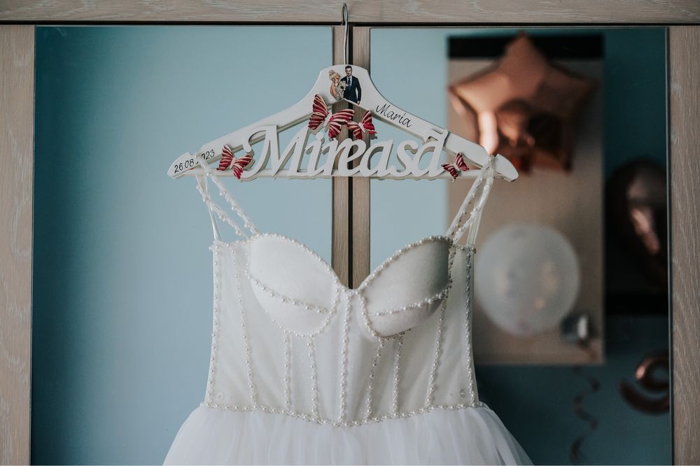 Rochie de mireasa Xs/S din matase cu corset