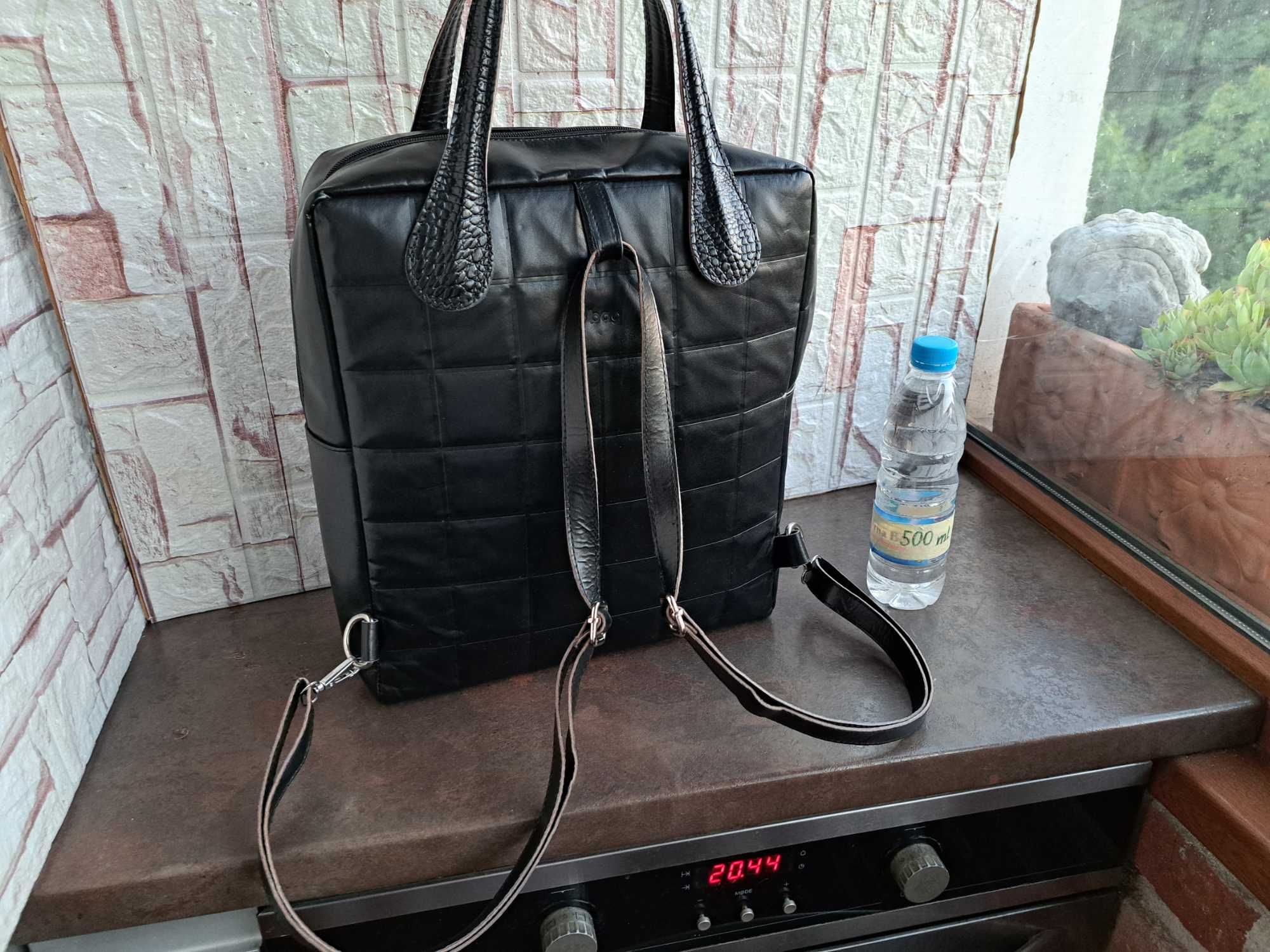 раница O bag,черна кожена чанта,о баг
