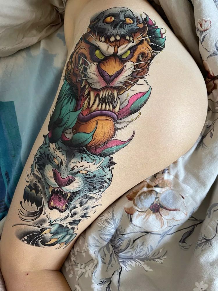 Tatuaje temporare realistice – lei, lupi, cranii – festival distractie