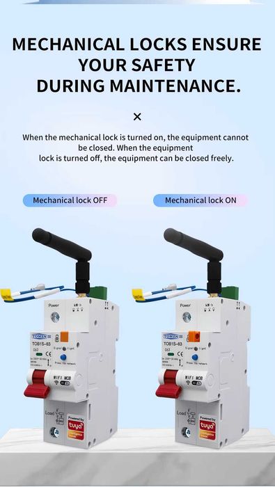 TOB1S-63 RS485 WIFI управление 1P+N AC 1-63A OVP UVP OCP Заключване