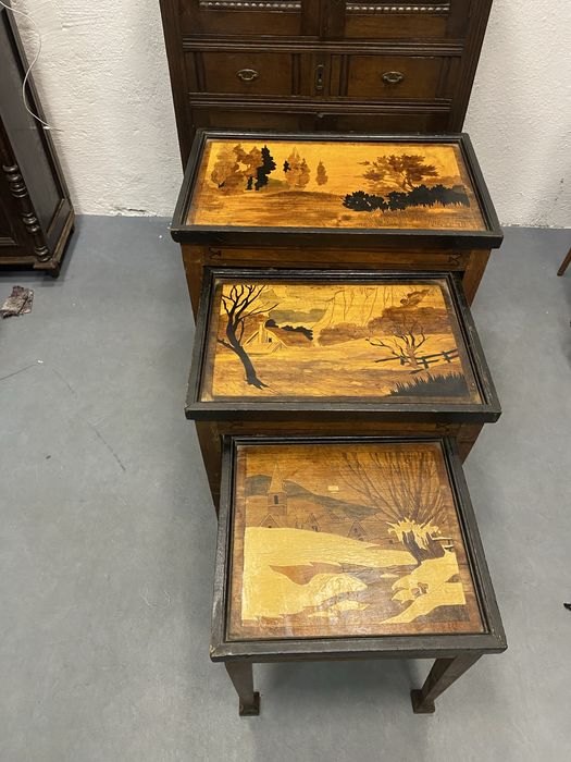 Винтидж масички маркетри 3 бр пейзажи 1940 те Западна Европа