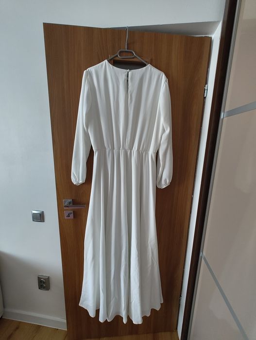 Rochie albă elegantă – ideală pentru botez, cununie civilă sau nuntă