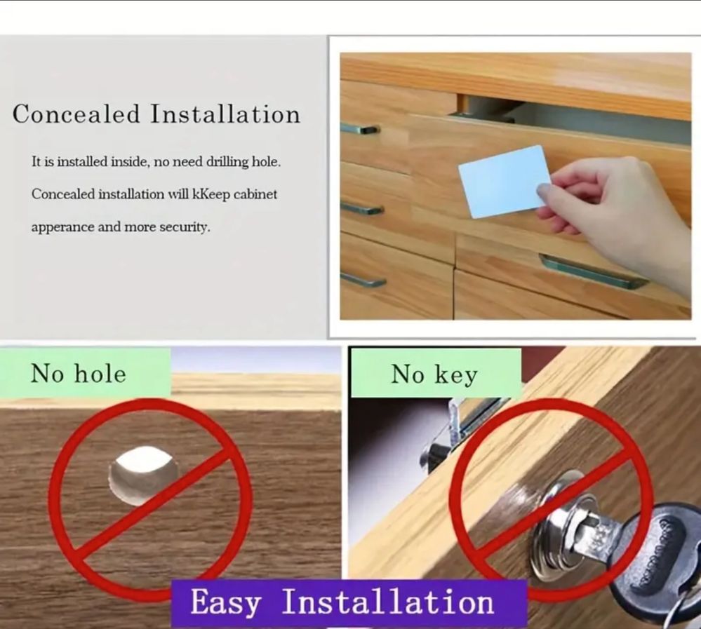 Интелигентна ключалка за шкаф - Електронна, без ключ, с скрит RFID