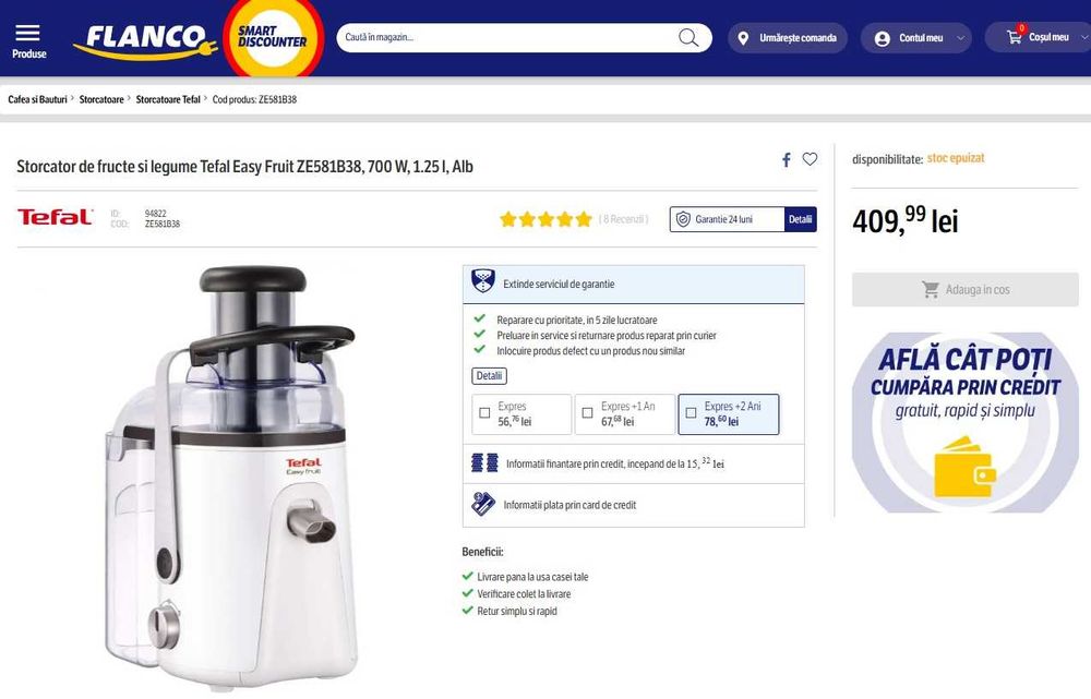 Storcator fructe Tefal Easy Fruit ZE581B,700 W- ca nou