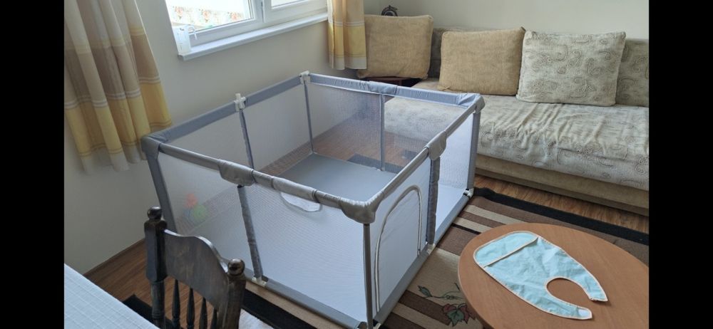 Детска кошара за игра 120х120 см. сива