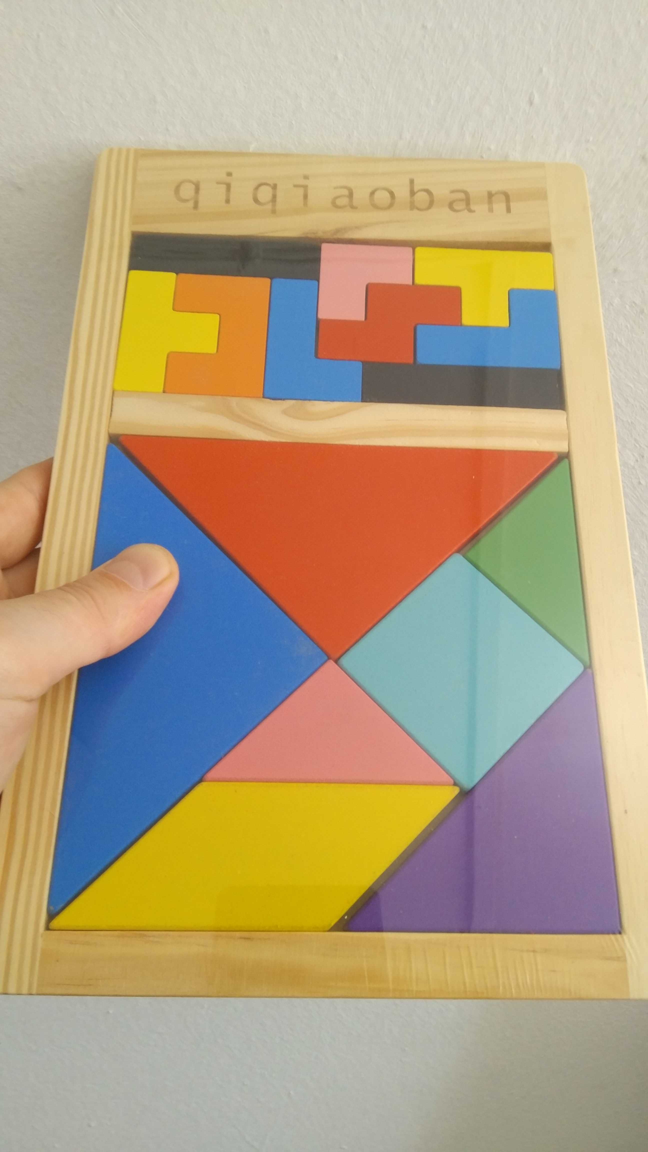 Ново! 2в1 дървен тетрис и танграм в рамка / Дървени игри