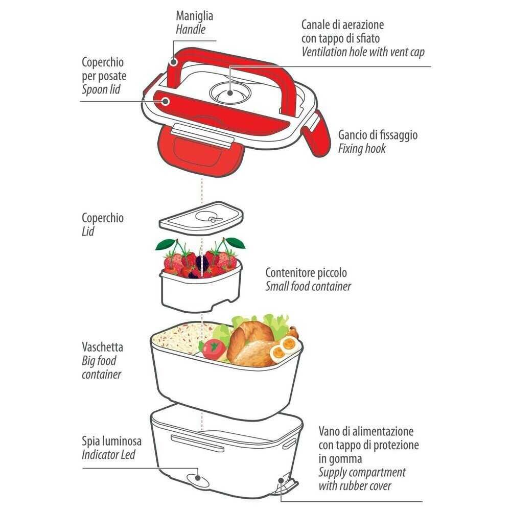 Lunch-Box 1,5 L електрическа нагревателна кутия за храна  12V 24V 220V