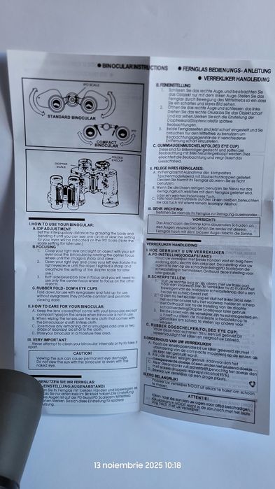 Binoclu Galileo cu puterea 20x50