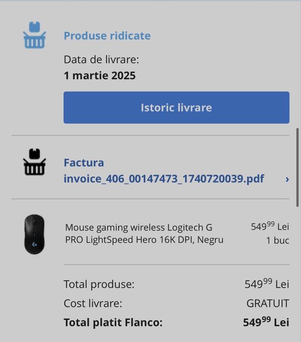 Mouse Wireless Logitech G Pro LightSpeed Garantie