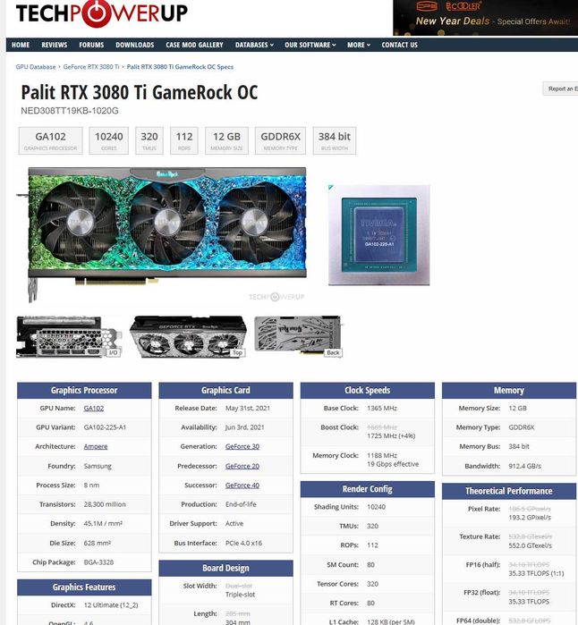 Продавам RTX 3080ti Palit GameRock