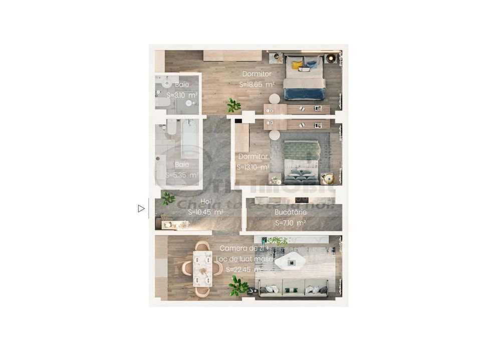 Apartament 3 camere - 85mp