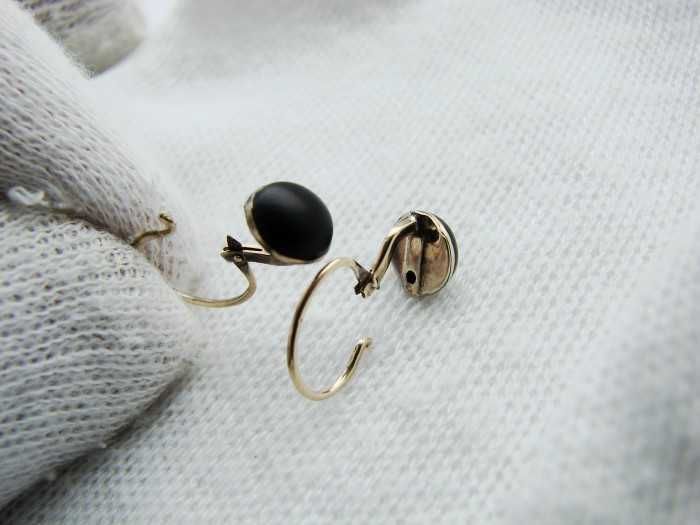 cercei aur 14k unicat cu obsidian negru
