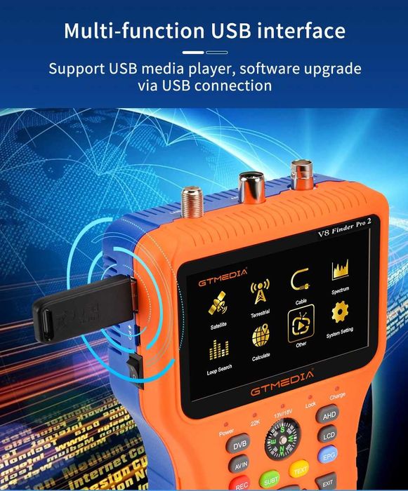 Monitor receiver satelit DVB-S,S2,S2x, DVB-T2 DVB-C AHD H.265