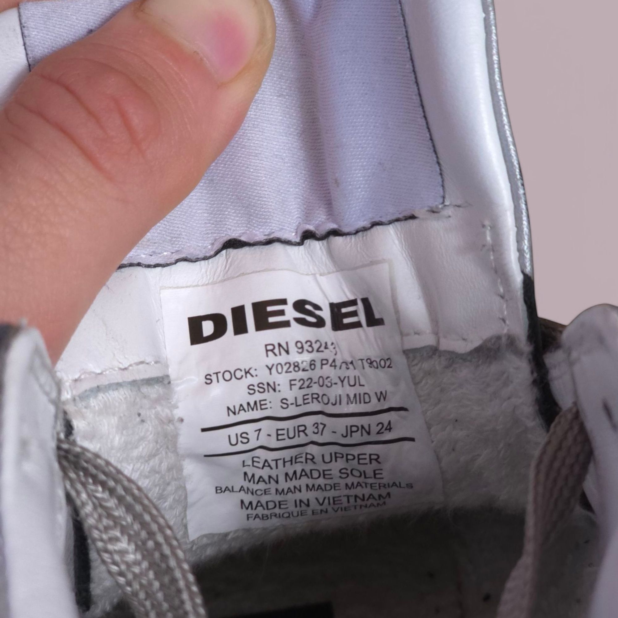Diesel Leroji Mid Silver сребърни кожени кецове