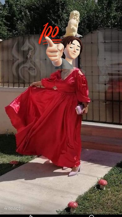 Rochie de seara,lunga cloș, , culoare roșu passion(culoarea sângelui)